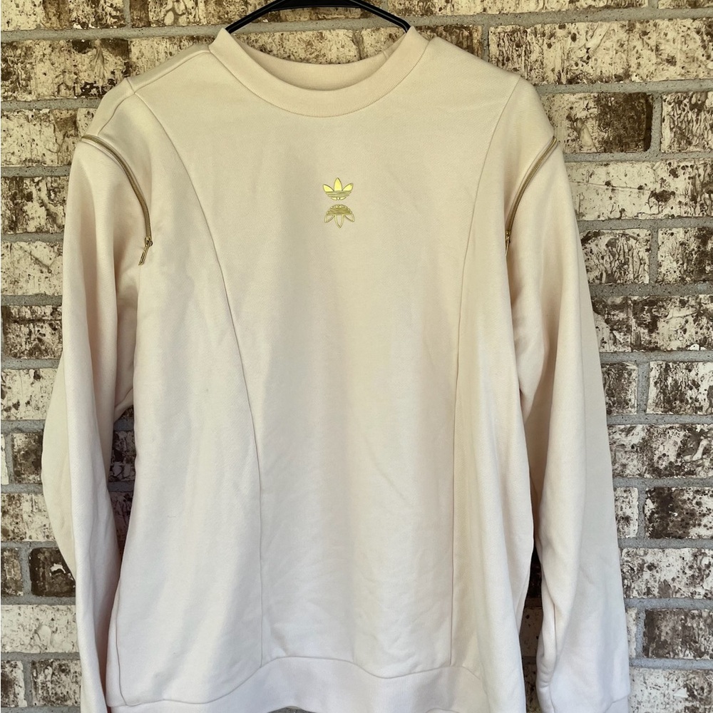 Adidas Women's Cream Sweatshirt with Gold Logo